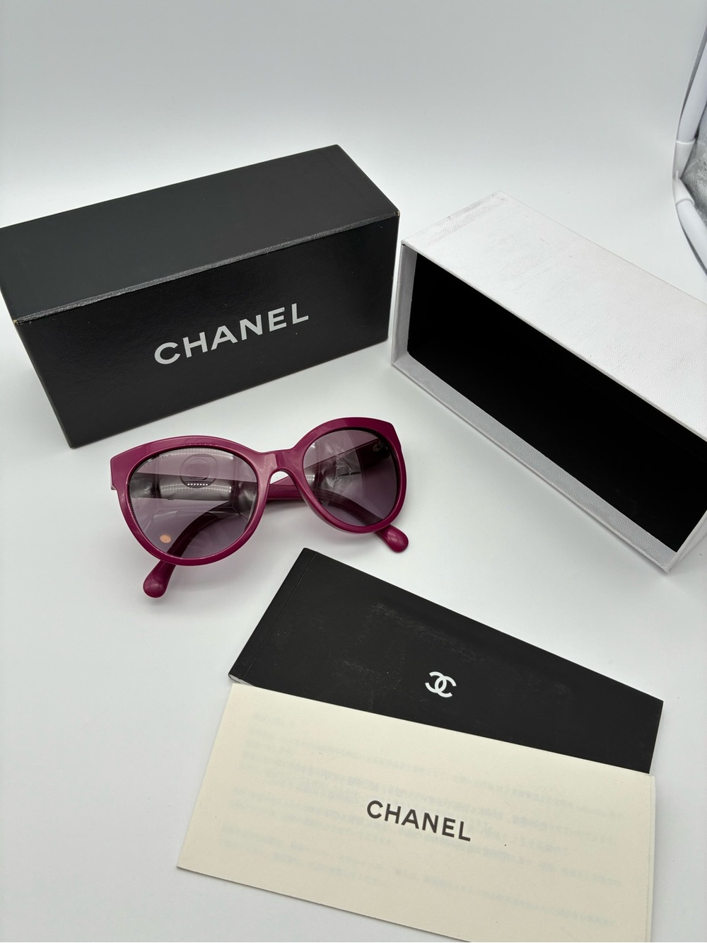 NWB Chanel CC Women's Cat-Eye Sunglasses in Deep Magenta